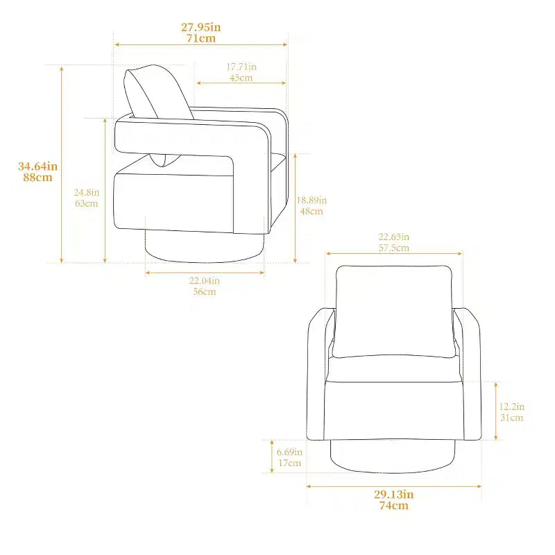 Fauteuil pivotant moderne carré, fauteuil club rotatif à 360 degrés