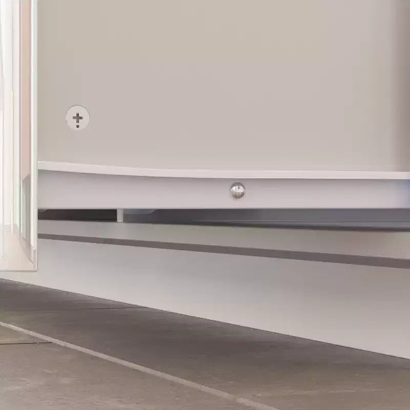 Meuble TV moderne laqué brillant avec tiroirs et bande lumineuse inférieure