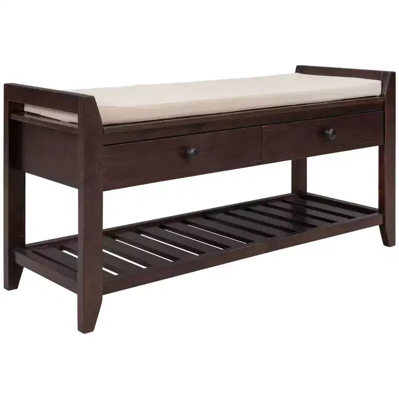 Banc de rangement d'entrée multifonction avec coussin amovible et tiroirs
