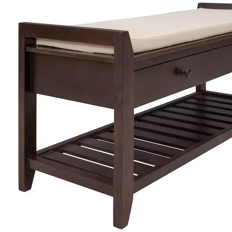 Banc de rangement d'entrée multifonction avec coussin amovible et tiroirs