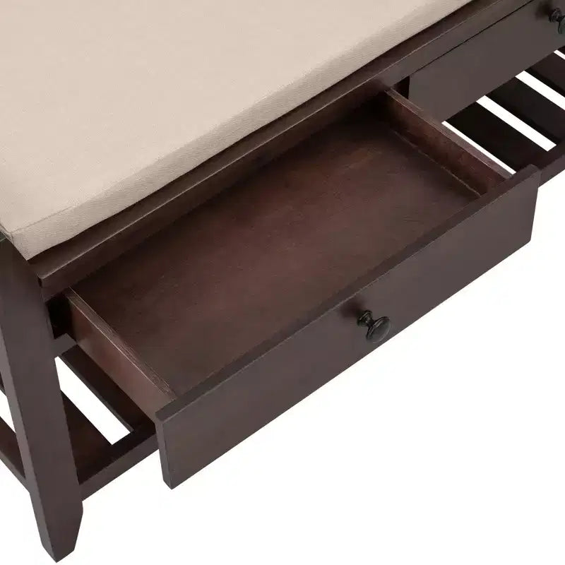 Banc de rangement d'entrée multifonction avec coussin amovible et tiroirs