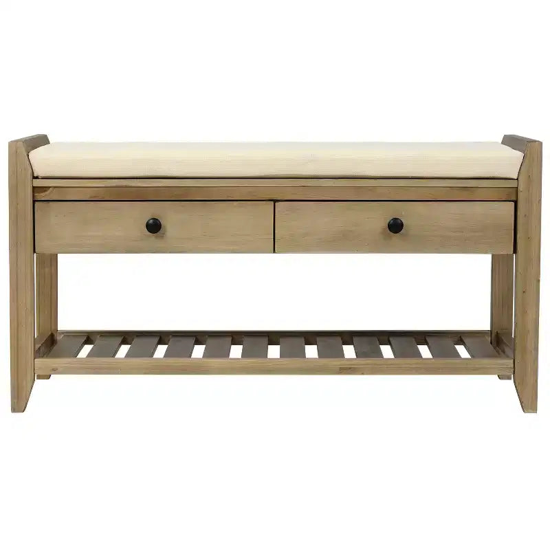 Banc de rangement d'entrée multifonction avec coussin amovible et tiroirs