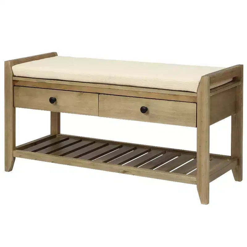 Banc de rangement d'entrée multifonction avec coussin amovible et tiroirs