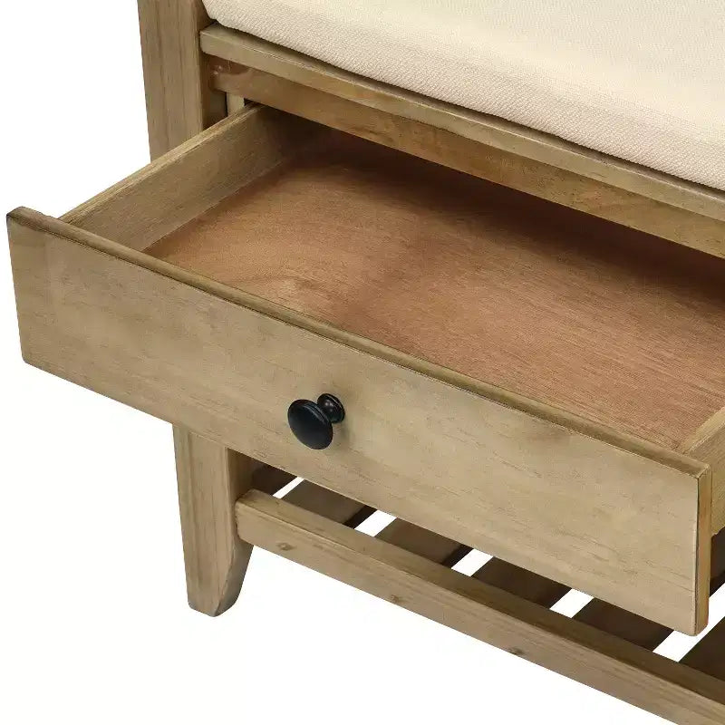 Banc de rangement d'entrée multifonction avec coussin amovible et tiroirs