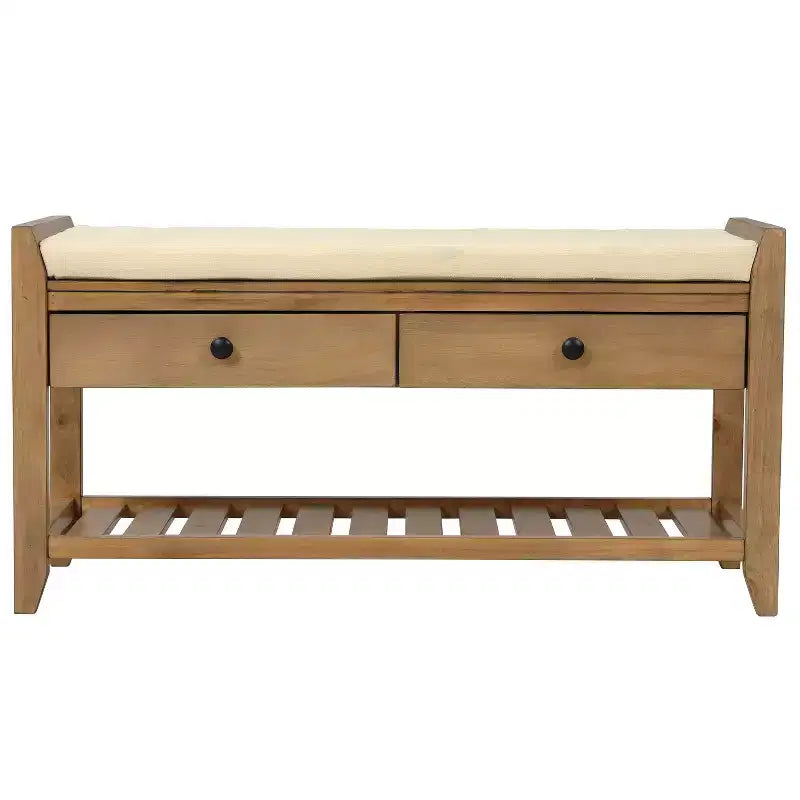 Banc de rangement d'entrée multifonction avec coussin amovible et tiroirs