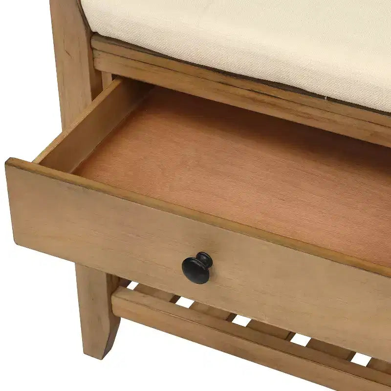 Banc de rangement d'entrée multifonction avec coussin amovible et tiroirs