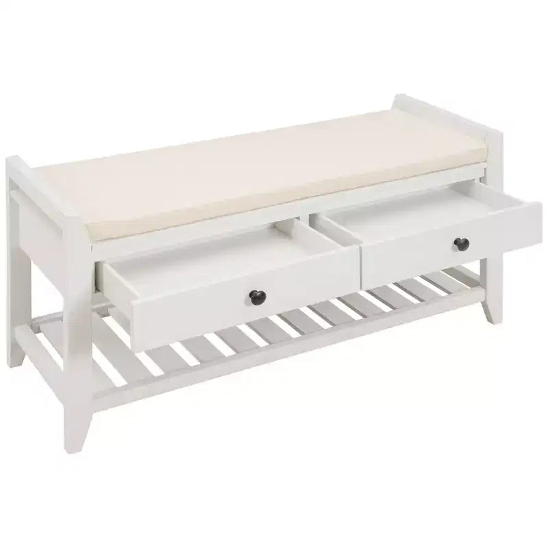 Banc de rangement d'entrée multifonction avec coussin amovible et tiroirs