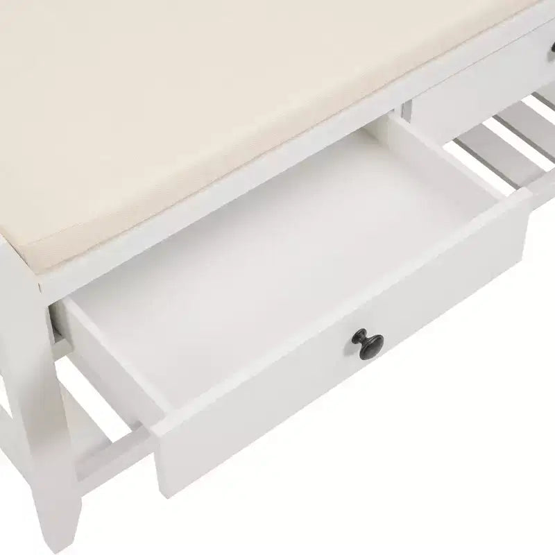 Banc de rangement d'entrée multifonction avec coussin amovible et tiroirs