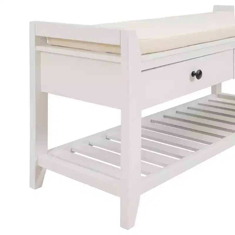 Banc de rangement d'entrée multifonction avec coussin amovible et tiroirs