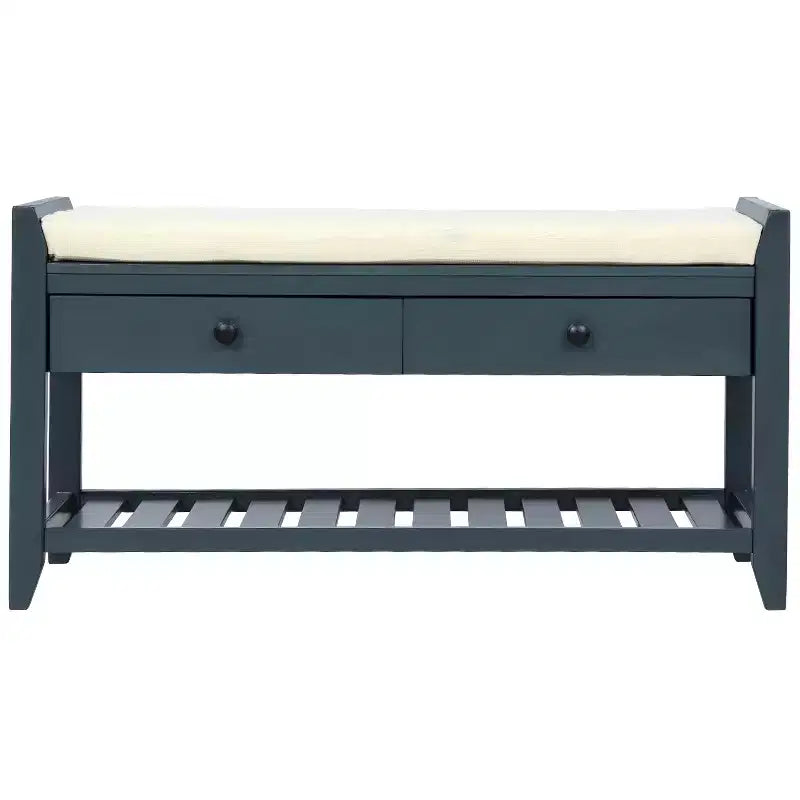 Banc de rangement d'entrée multifonction avec coussin amovible et tiroirs