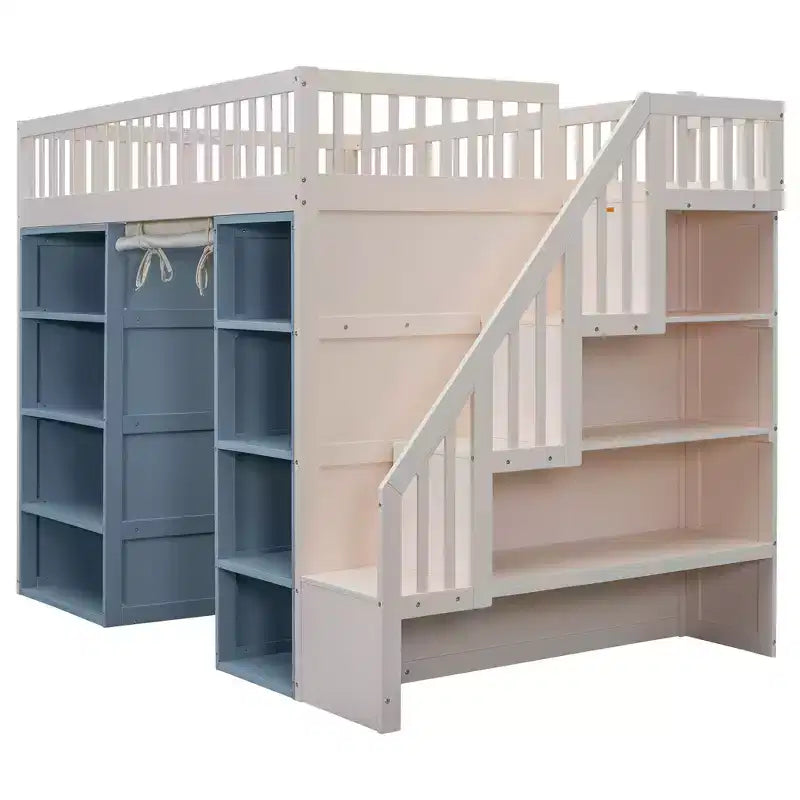 Lit mezzanine avec 2 armoires de rangement à quatre niveaux Escalier de rangement multifonctionnel