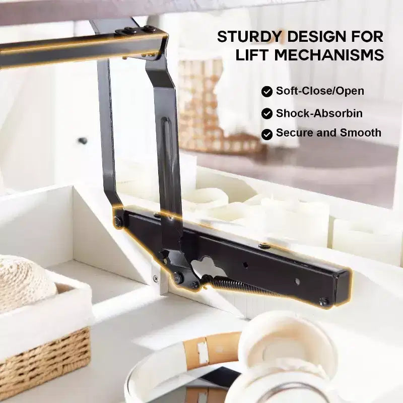 Table basse relevable de style ferme avec porte de grange coulissante et rainurée