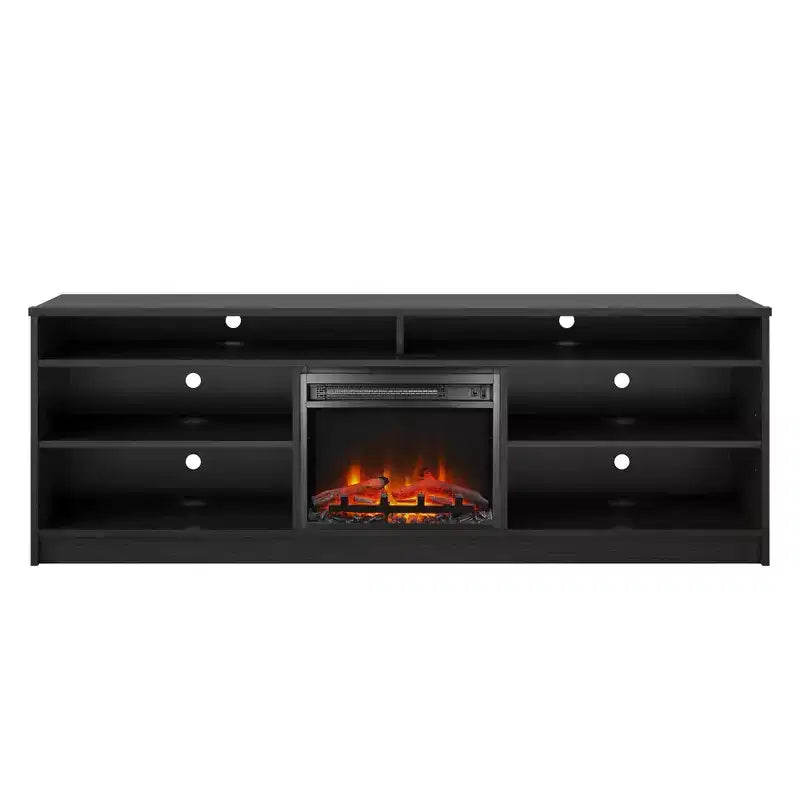 Ameriwood Home Hendrix 65 TV Stand with Electric Fireplace Insert and 6 Shelves