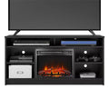 Meuble TV avec insert de cheminée électrique et 6 étagères