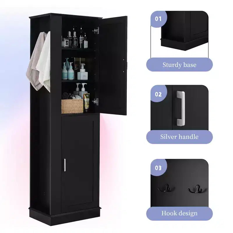 Meuble de rangement haut de salle de bain, Meuble de rangement sur pied
