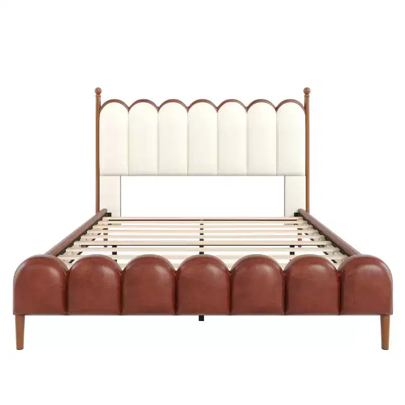 Lit plateforme contemporain en similicuir avec tête et pied de lit