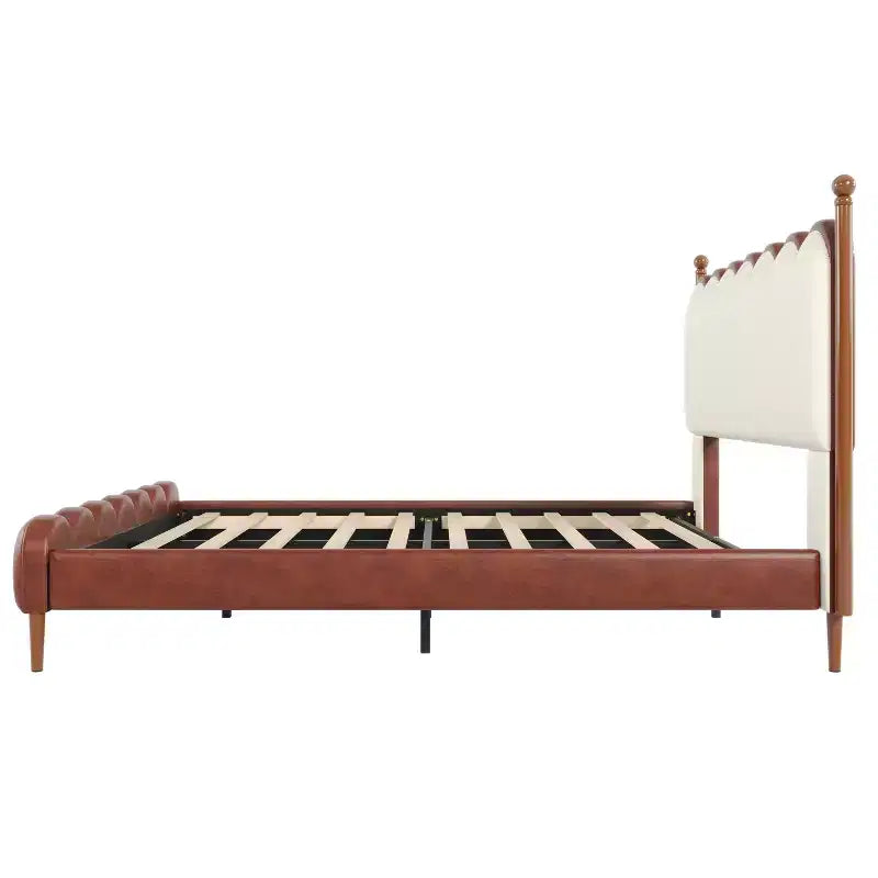 Lit plateforme contemporain en similicuir avec tête et pied de lit