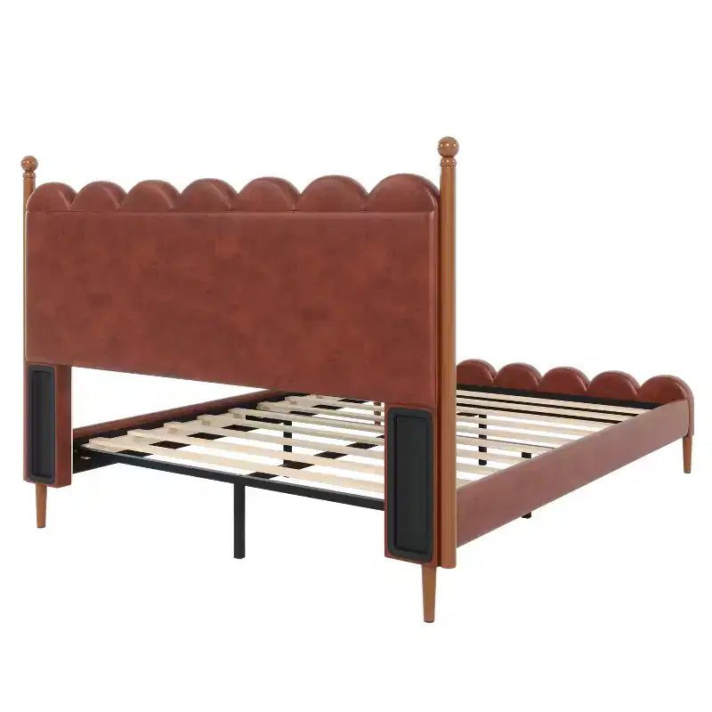 Lit plateforme contemporain en similicuir avec tête et pied de lit