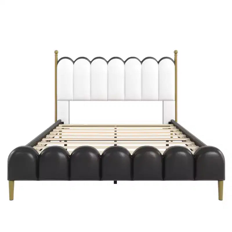 Lit plateforme contemporain en similicuir avec tête et pied de lit
