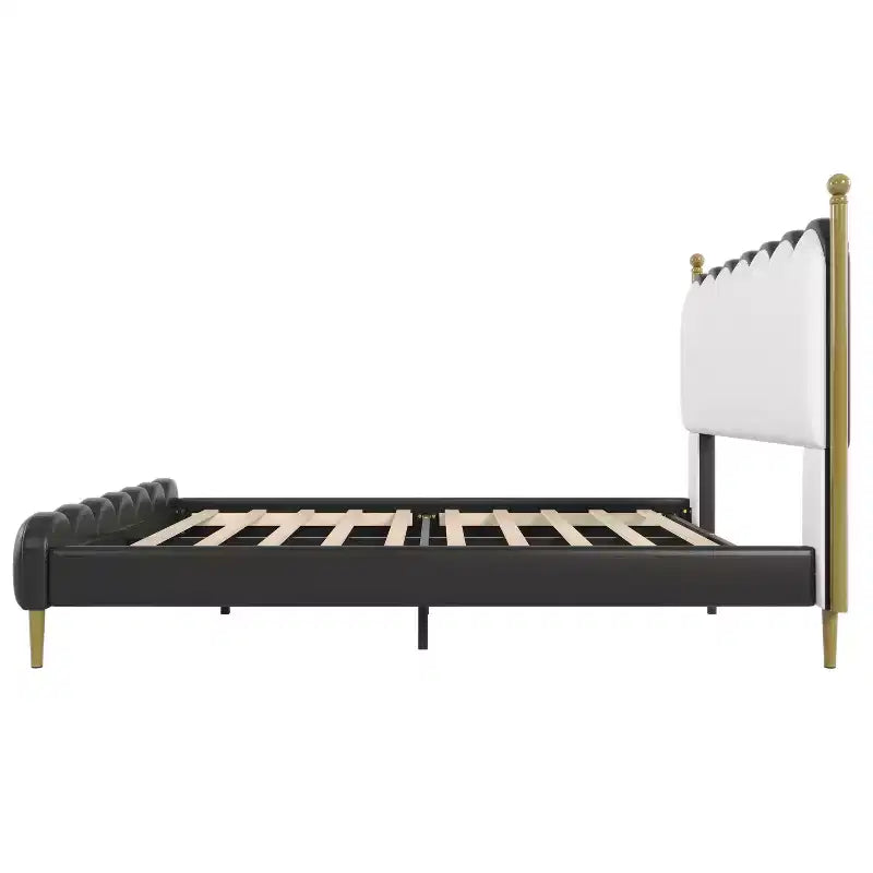 Lit plateforme contemporain en similicuir avec tête et pied de lit