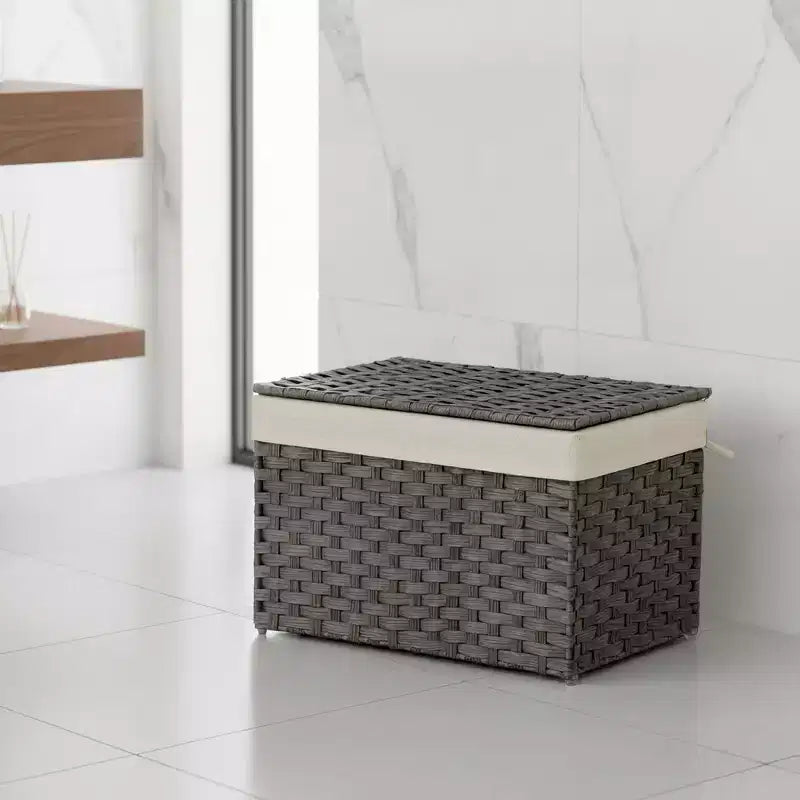 Panier de rangement avec couvercle tressé pliable