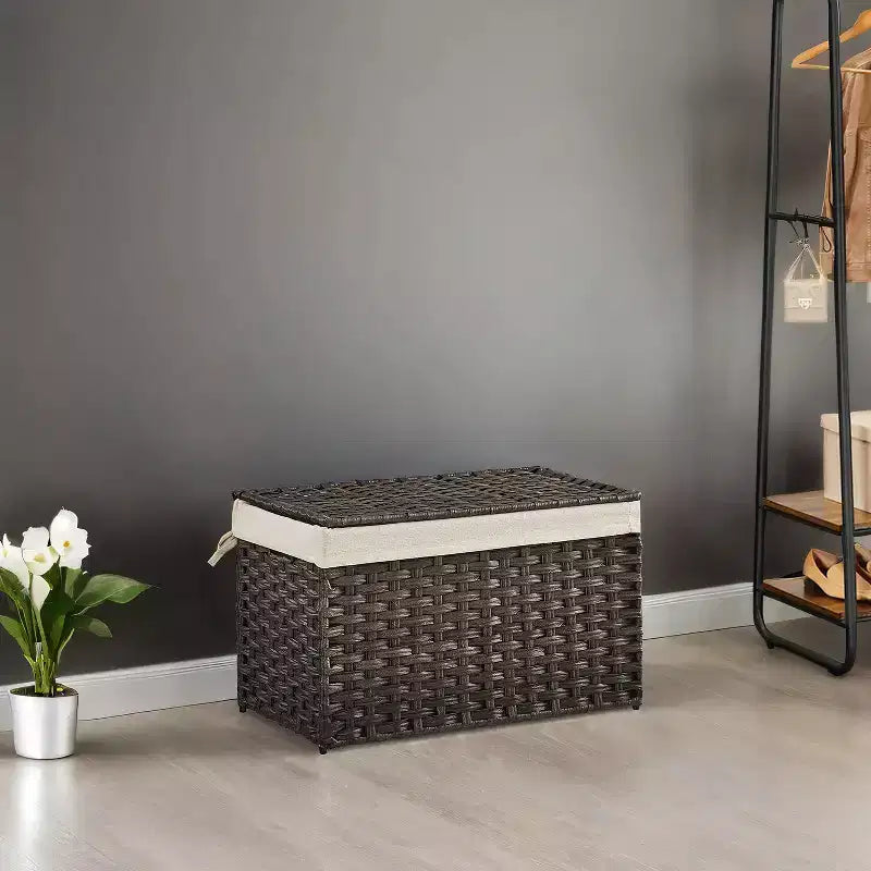 Panier de rangement avec couvercle tressé pliable