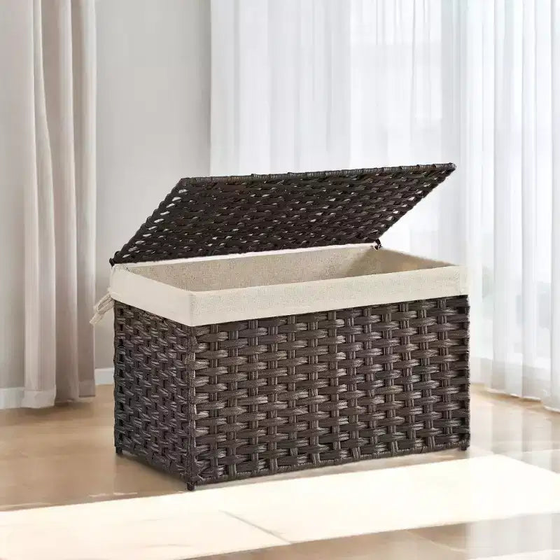 Panier de rangement avec couvercle tressé pliable