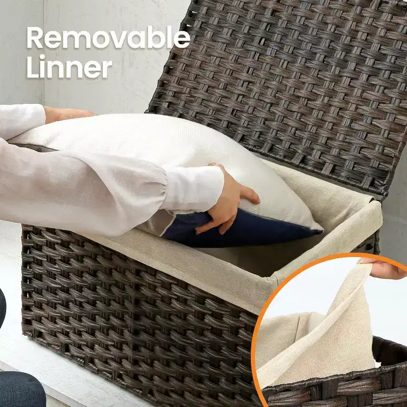 Panier de rangement avec couvercle tressé pliable