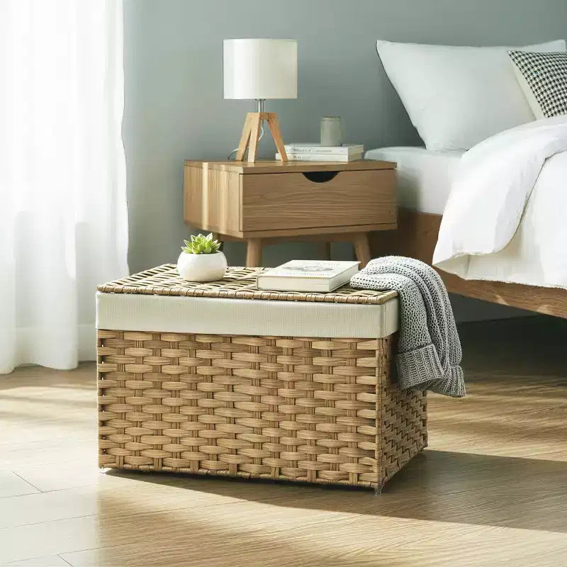 Panier de rangement avec couvercle tressé pliable