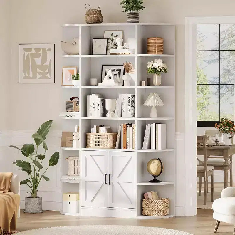 Bibliothèque avec armoire de rangement, bibliothèque en bois à 6 niveaux