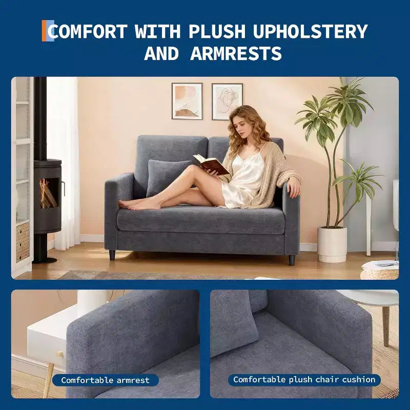 Causeuse moderne du milieu du siècle Cadre en bois Canapé confortable