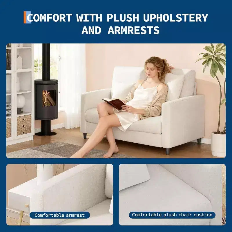 Causeuse moderne du milieu du siècle Cadre en bois Canapé confortable
