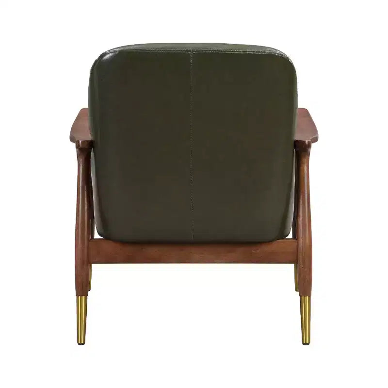 Fauteuil d'appoint en cuir avec pieds en laiton, Chaise d'appoint de luxe