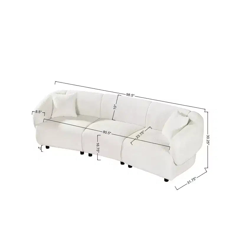 Canapé incurvé 3 places contemporain en peluche