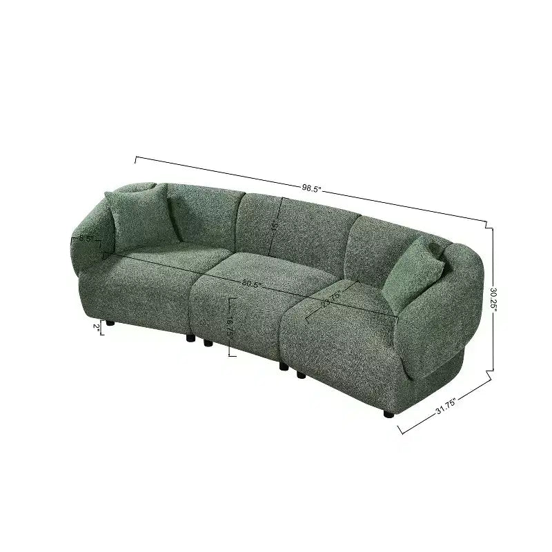 Canapé incurvé 3 places contemporain en peluche