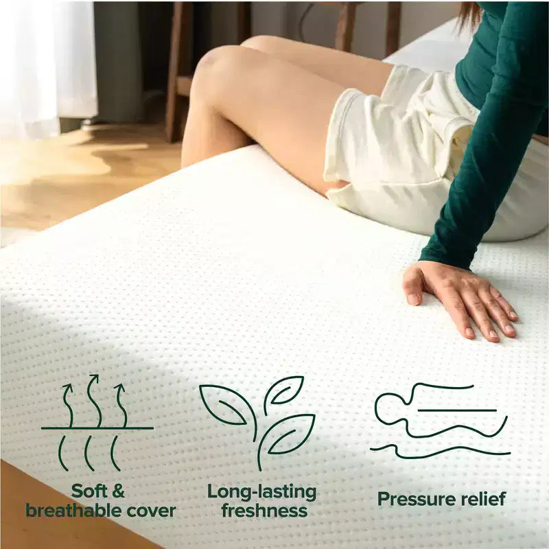 Matelas en mousse à mémoire de forme, infusion thé vert, sans fibre de verre