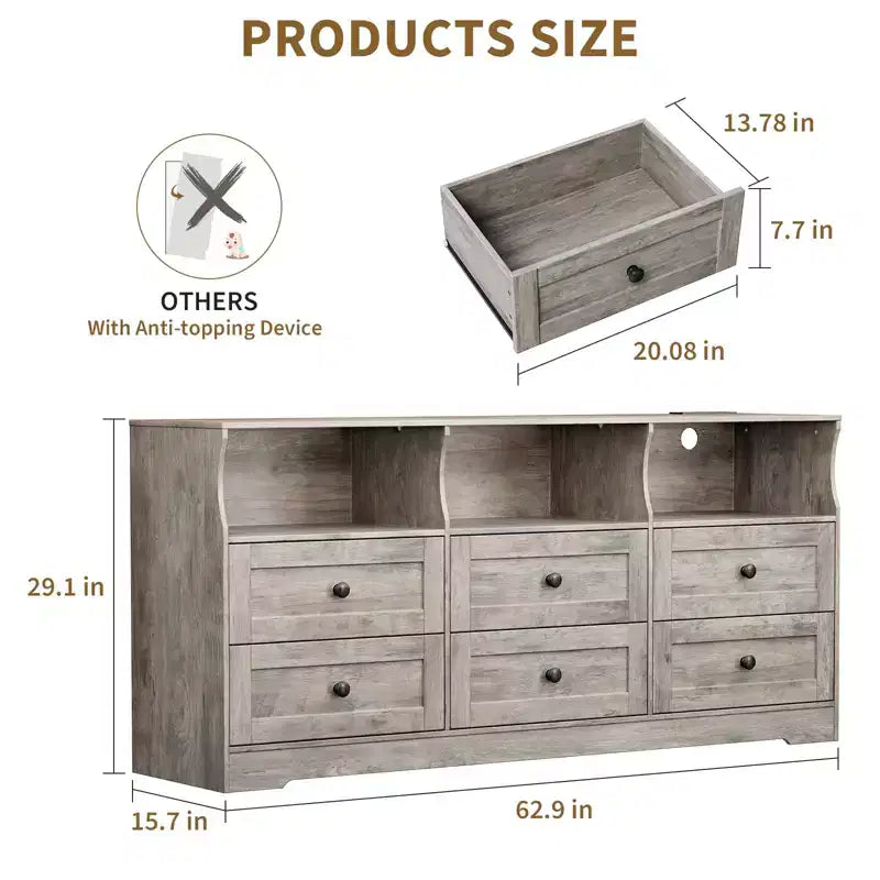 Meuble TV commode en bois avec rangement