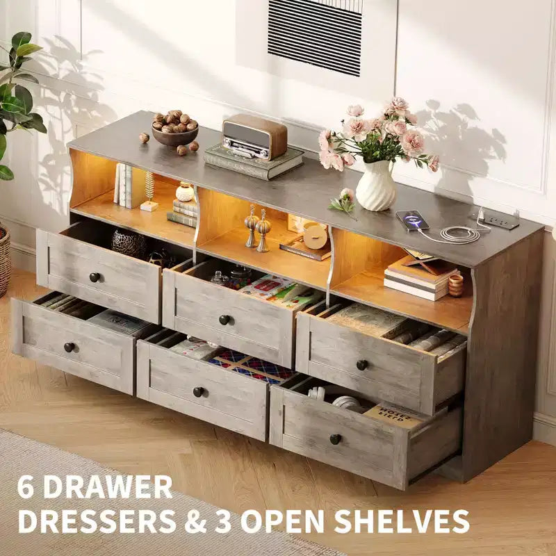Meuble TV commode en bois avec rangement