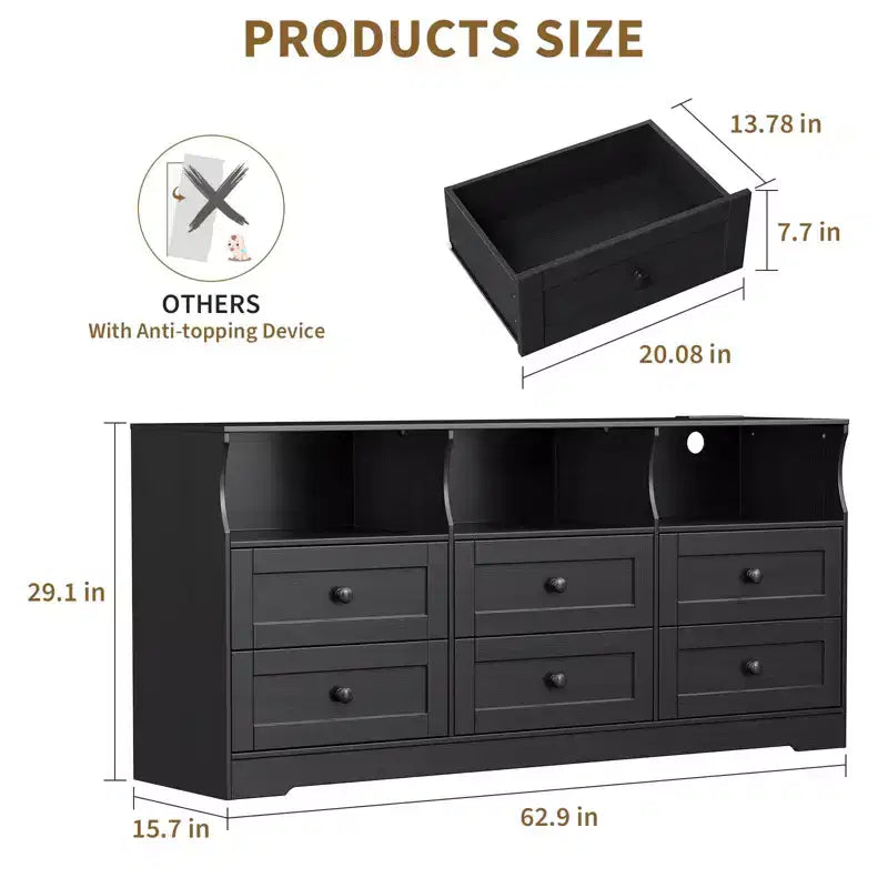 Meuble TV commode en bois avec rangement