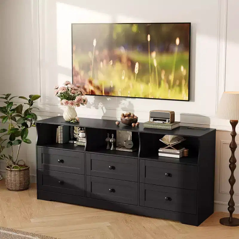 Meuble TV commode en bois avec rangement