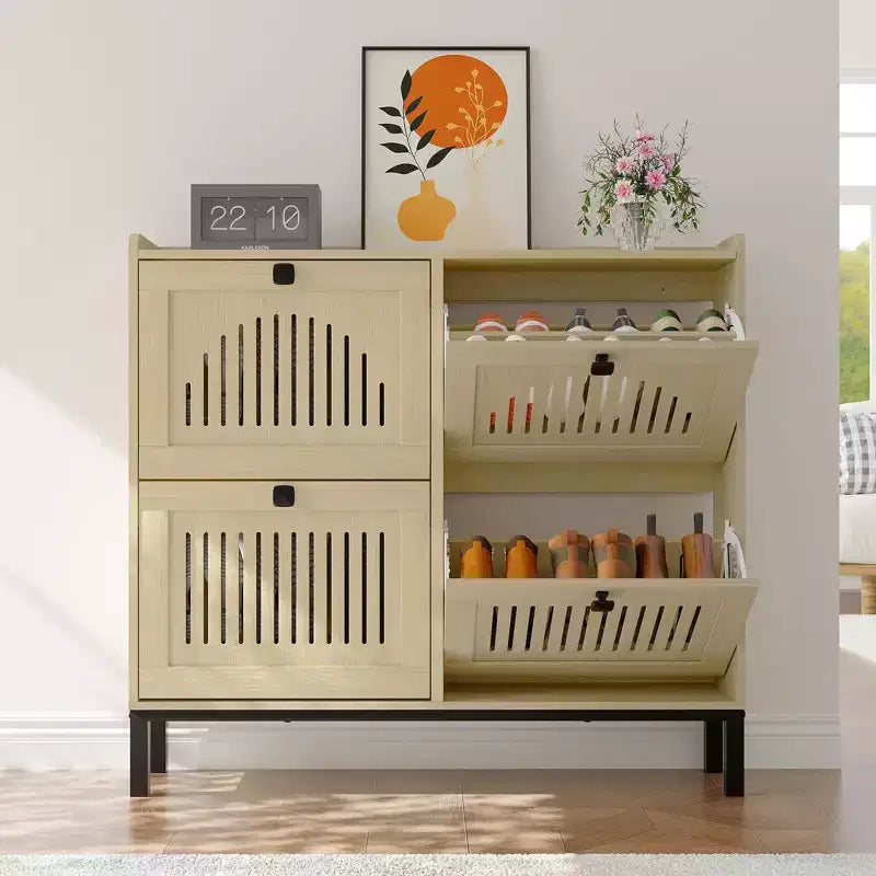 Armoire à chaussures rabattable Range-chaussures dissimulé Étagère à chaussures autoportante