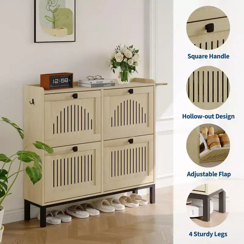 Armoire à chaussures rabattable Range-chaussures dissimulé Étagère à chaussures autoportante
