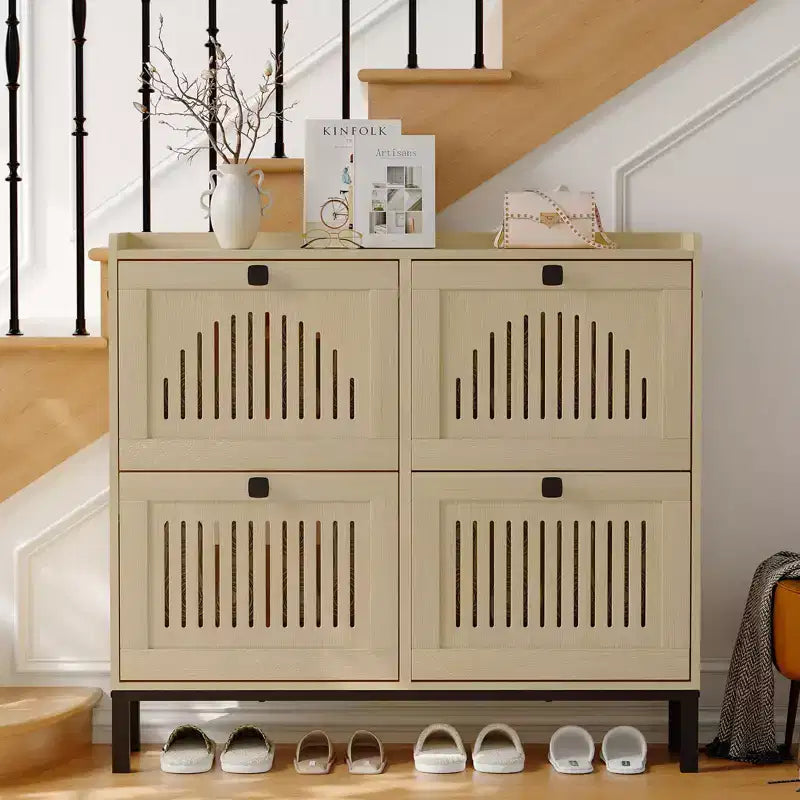 Armoire à chaussures rabattable Range-chaussures dissimulé Étagère à chaussures autoportante