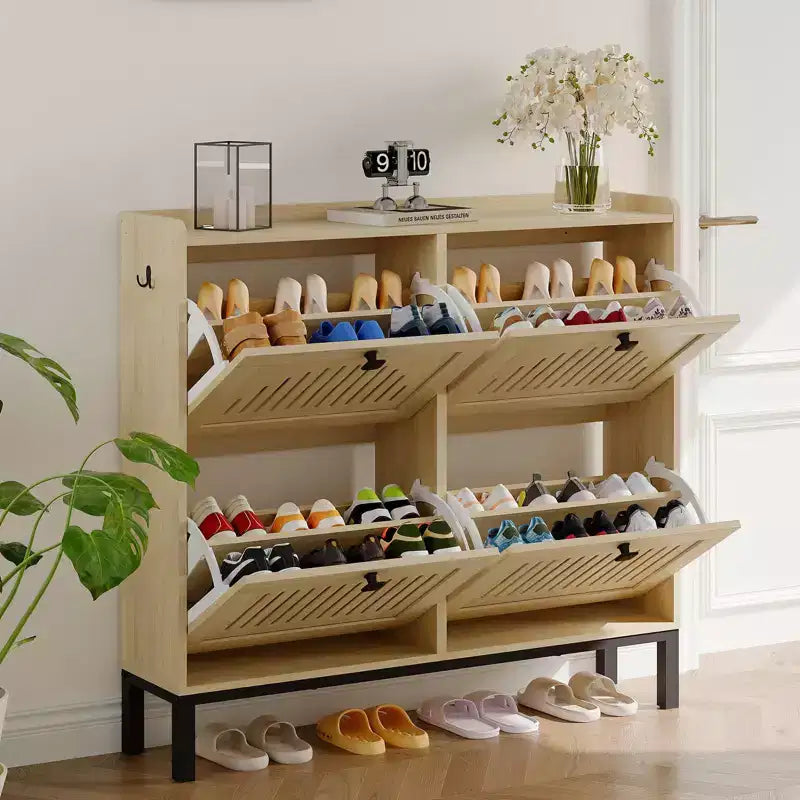 Armoire à chaussures rabattable Range-chaussures dissimulé Étagère à chaussures autoportante