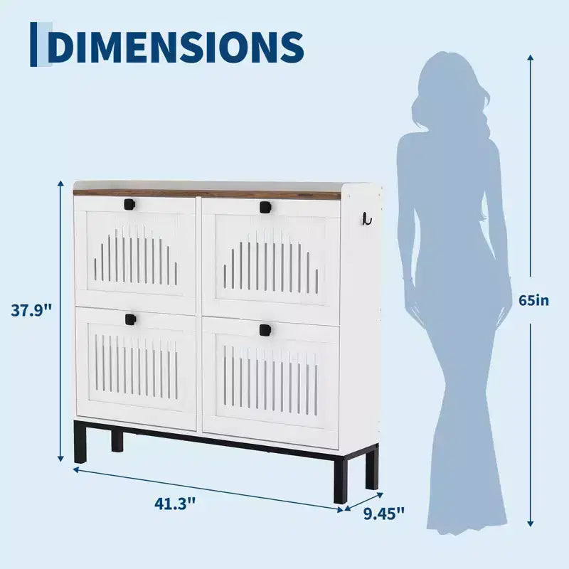 Armoire à chaussures rabattable Range-chaussures dissimulé Étagère à chaussures autoportante