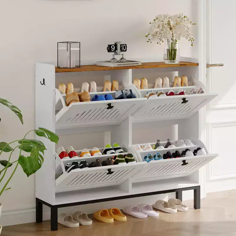 Armoire à chaussures rabattable Range-chaussures dissimulé Étagère à chaussures autoportante