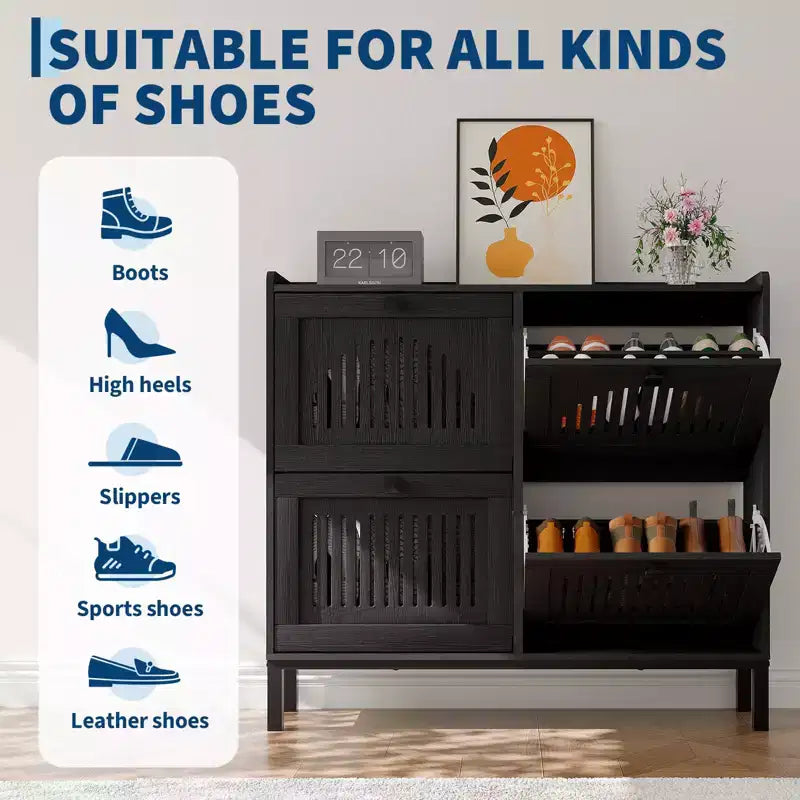 Armoire à chaussures rabattable Range-chaussures dissimulé Étagère à chaussures autoportante