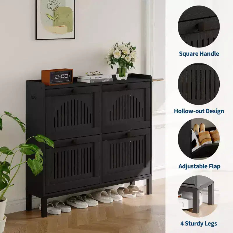 Armoire à chaussures rabattable Range-chaussures dissimulé Étagère à chaussures autoportante