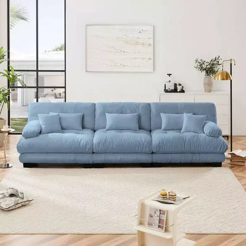 MAYEERTY 3 Seater Sectional Sofa Modular Deep Seat Couch Upholstered Furniture for Living Room Blue