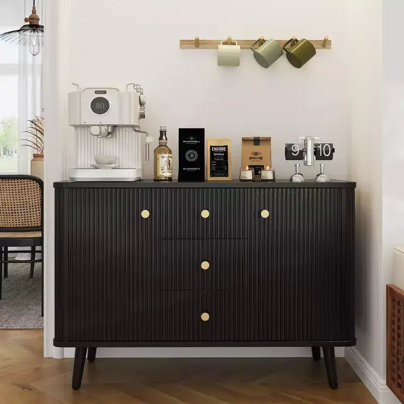 Meuble de Rangement Buffet Cannnelé Meuble TV Moderne Milieu du Siècle